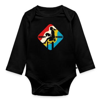 Cheval de loisir - Cheval de loisir - Équitation - Cadeau - Body Bébé bio manches longues - noir - Devant