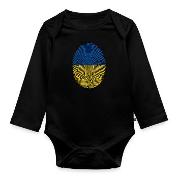 L’Ukraine dans mon ADN avec le drapeau ukrainien - Body Bébé bio manches longues - noir - Devant