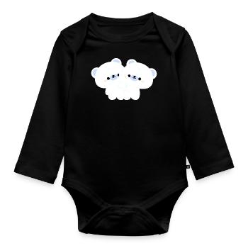 Couple d’ours polaires - Body Bébé bio manches longues - noir - Devant