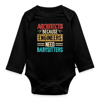 architect - Organic Longsleeve Baby Bodysuit - black - Front