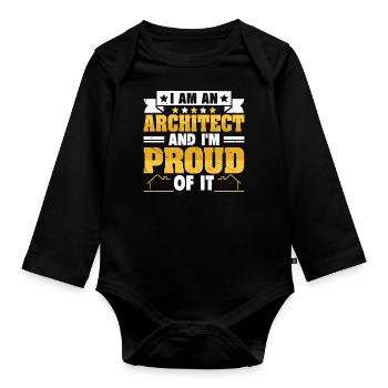 architect - Organic Longsleeve Baby Bodysuit - black - Front