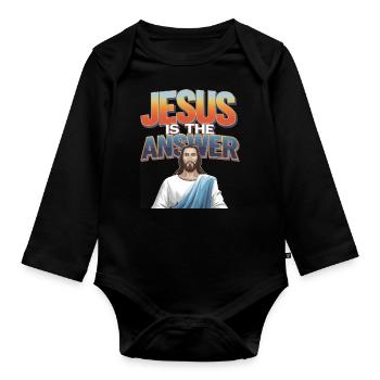 Jésus est la réponse - Jesus ist die Antwort - Body Bébé bio manches longues - noir - Devant