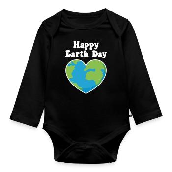 Bonne Journée de la Terre - Body Bébé bio manches longues - noir - Devant