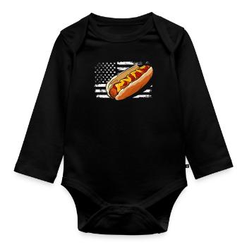 Hot Dog Lover American Flair - Organic Longsleeve Baby Bodysuit - black - Front