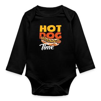 Hot Dog Time for Hot Dog Lovers - Organic Longsleeve Baby Bodysuit - black - Front