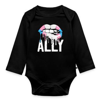Transgender Trans LGBT Pride - Baby Bio-Langarm-Body - Schwarz - Vorne