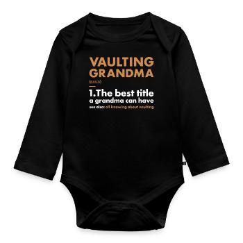 Vaulter Grandma Definition Vaulting - Baby Bio-Langarm-Body - Schwarz - Vorne