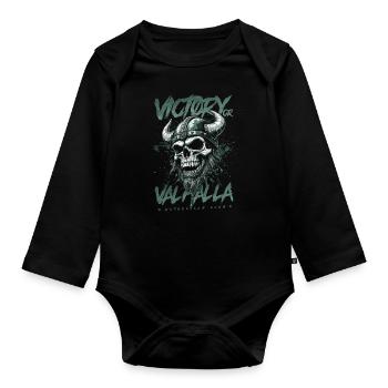 Motorrad Nordische Wikinger Sieg Oder Walhalla - Baby Bio-Langarm-Body - Schwarz - Vorne