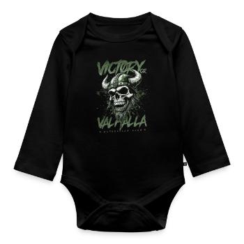 Motorcycle Norse Viking Victory Or Valhalla - Organic Longsleeve Baby Bodysuit - black - Front