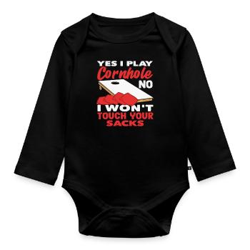 Cornhole Lover Game Enthusiast - Organic Longsleeve Baby Bodysuit - black - Front