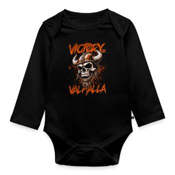 Norse Viking Victory Or Valhalla - Organic Longsleeve Baby Bodysuit - black - Front
