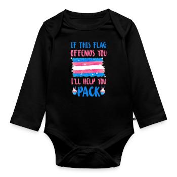 Transgender Trans LGBT Pride - Baby Bio-Langarm-Body - Schwarz - Vorne