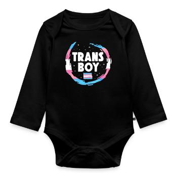 Transgender Trans LGBT Pride - Baby Bio-Langarm-Body - Schwarz - Vorne