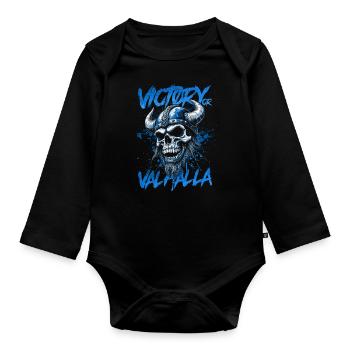 Norse Viking Victory Or Valhalla - Organic Longsleeve Baby Bodysuit - black - Front
