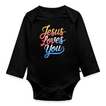Jésus vous aime ! - Body Bébé bio manches longues - noir - Devant