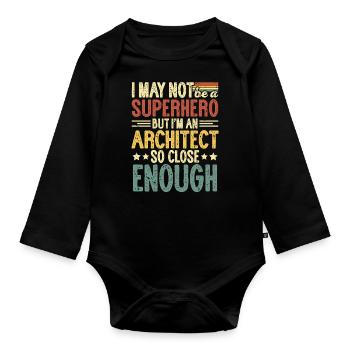Architect - Organic Longsleeve Baby Bodysuit - black - Front