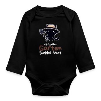 Offizielles Garten Buddel-Shirt mit Katze - Baby Bio-Langarm-Body - Schwarz - Vorne