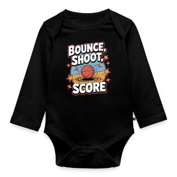 Dribbeln, Werfen, Punkten – Basketball-Spaß - Baby Bio-Langarm-Body - Schwarz - Vorne