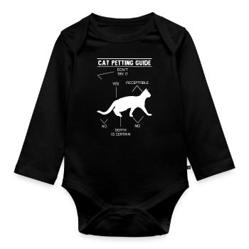 Guide de caresses pour chat - Body Bébé bio manches longues - noir - Devant