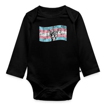 Transgender Trans LGBT Pride - Organic Longsleeve Baby Bodysuit - black - Front