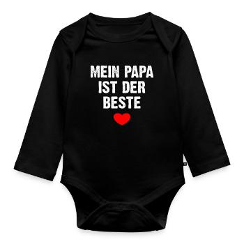Mein Papa Ist Der Beste - Baby Bio-Langarm-Body - Schwarz - Vorne