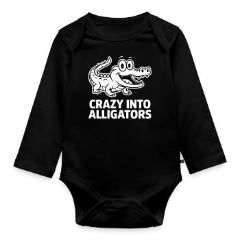 Niedliche Alligator-Alligatoren - Baby Bio-Langarm-Body - Schwarz - Vorne