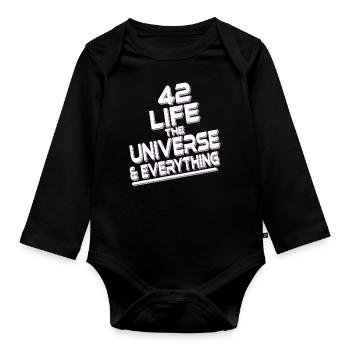 Life Universe Everything 42 réponses - Body Bébé bio manches longues - noir - Devant