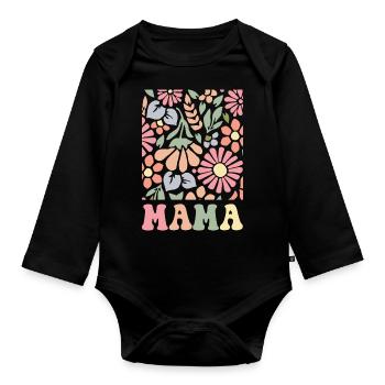 Mama Boho Flora - Body Bébé bio manches longues - noir - Devant