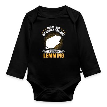 Lemming Just One Costume Vole Lemming - Organic Longsleeve Baby Bodysuit - black - Front
