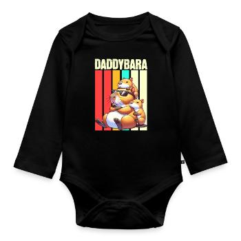 Daddybara Capybara Father Dad - Organic Longsleeve Baby Bodysuit - black - Front