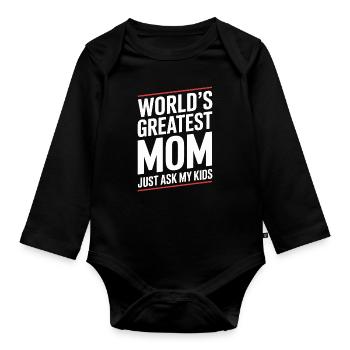 Maman Mère Fête des Mères - Body Bébé bio manches longues - noir - Devant