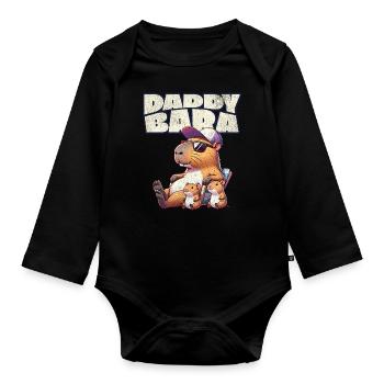Daddybara Capybara Father Dad - Organic Longsleeve Baby Bodysuit - black - Front