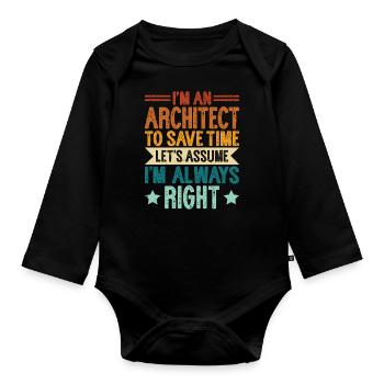 Architect - Organic Longsleeve Baby Bodysuit - black - Front