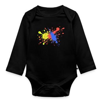 Colorful Splashes Geschenkidee lustig - Baby Bio-Langarm-Body - Schwarz - Vorne