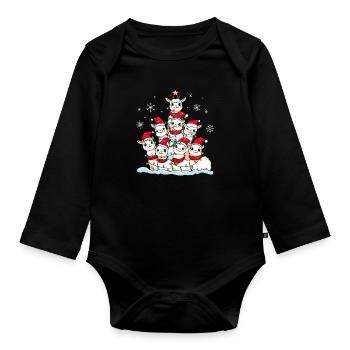 Lama Weihnachten Weihnachtsmann - Baby Bio-Langarm-Body - Schwarz - Vorne