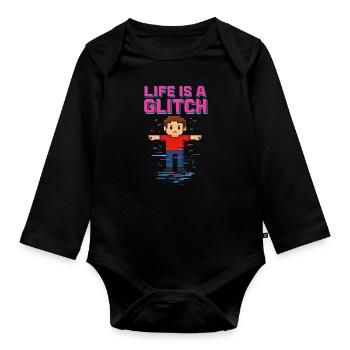 Life Is a Glitch – Das Leben ist ein Glitch - Body Bébé bio manches longues - noir - Devant