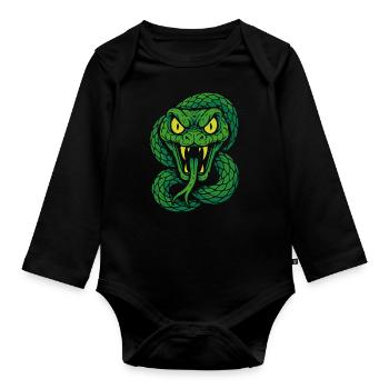 Serpent venimeux en colère dans le style néon - Body Bébé bio manches longues - noir - Devant