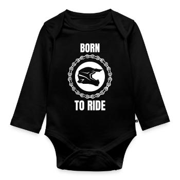 Né pour rouler - Body Bébé bio manches longues - noir - Devant