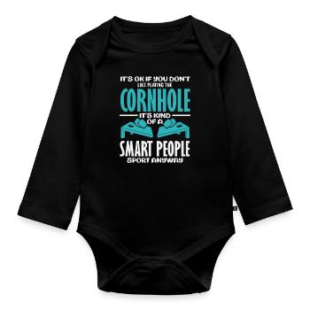 Cornhole Lover Wise Déclaration sportive - Body Bébé bio manches longues - noir - Devant