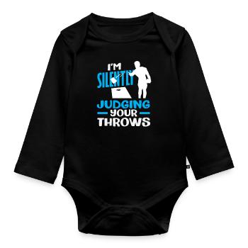 Cornhole Lover Silently I Judge Your Throws - Organic Longsleeve Baby Bodysuit - black - Front