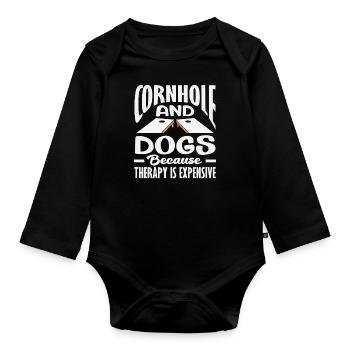 Cornhole et plaisir des amoureux des chiens - Body Bébé bio manches longues - noir - Devant