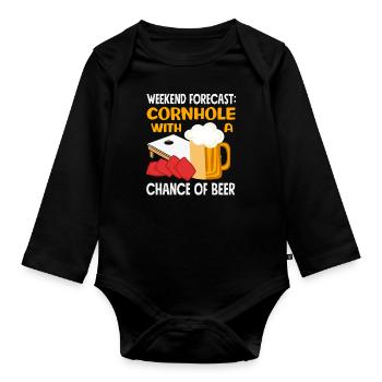 Cornhole Lovers Weekend Prediction - Organic Longsleeve Baby Bodysuit - black - Front