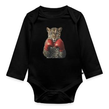 Leopard - Baby Bio-Langarm-Body - Schwarz - Vorne