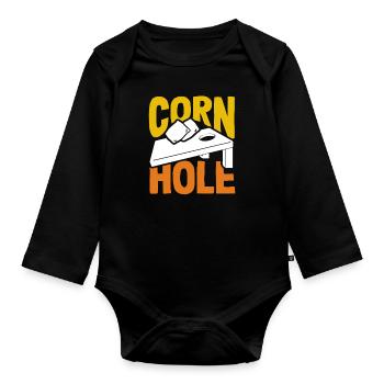 Cornhole Player Table Game Fun - Organic Longsleeve Baby Bodysuit - black - Front