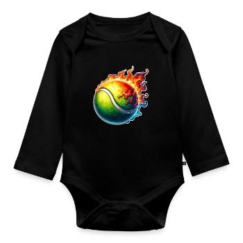 Tennis ball - Organic Longsleeve Baby Bodysuit - black - Front