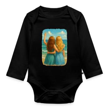 Copines au bord de la mer Design - Body Bébé bio manches longues - noir - Devant