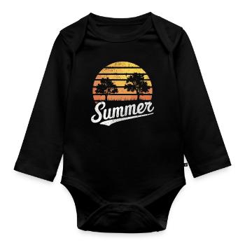 Sunset Forest Summer - Organic Longsleeve Baby Bodysuit - black - Front