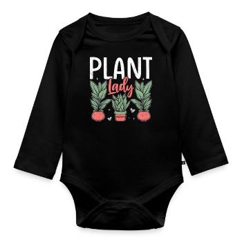Plant Lady - Baby Bio-Langarm-Body - Schwarz - Vorne