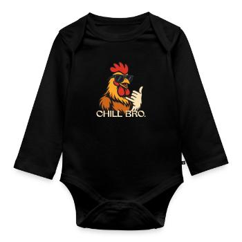 CHILL BRO. - Poulet de Colle avec lunettes de soleil - Body Bébé bio manches longues - noir - Devant