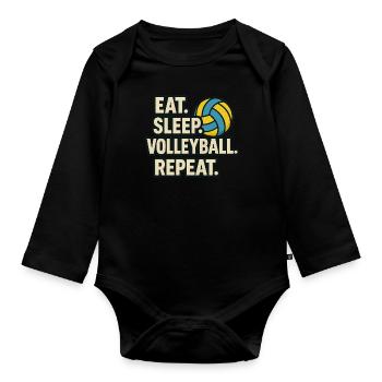 Volleyball Volleyballer Sport Humor - Baby Bio-Langarm-Body - Schwarz - Vorne